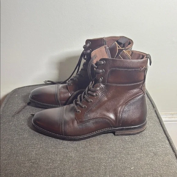 Aldo | Shoes | Aldo Brown Leather Combat Boots With Cap Toe  display picture 1